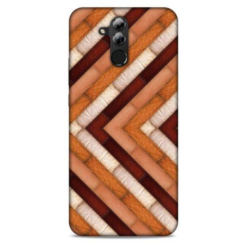 Huawei Mate 20 Lite Kılıf Patchwork (40) Fit Silikon Kılıf Kahverengi Beyaz