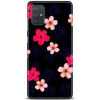 Samsung Galaxy A51 Kılıf HD Baskılı Kılıf - Pembe Mavi Çiçekler + Tam Ekran Koruyucu