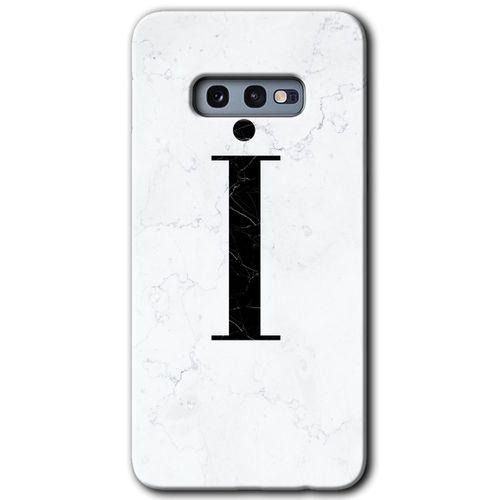 Potkal Hediye Fabrikası Samsung Galaxy S10e HD Baskılı Kılıf + 9D Tam Ekran Koruyucu - Beyaz Mermer Desenli İ Harfi