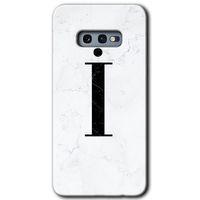 Potkal Hediye Fabrikası Samsung Galaxy S10e HD Baskılı Kılıf + 9D Tam Ekran Koruyucu - Beyaz Mermer Desenli İ Harfi