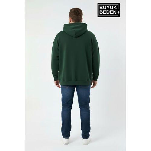 Erkek Büyük Beden Brooklyn 1970 Baskılı Kapüşonlu Sweatshirt SPR26BSW964