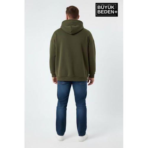 Erkek Büyük Beden Brooklyn 1970 Baskılı Kapüşonlu Sweatshirt SPR26BSW964