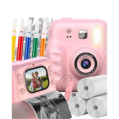 Çocuklar İçin Anında Baskılı Kamera 4 Rulo Kağıt Ve 5 Renk Kalem Hediyeli
