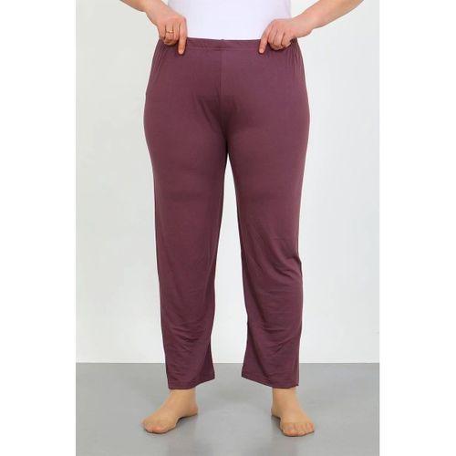 Kadın Büyük Beden Mürdüm Tek Alt Pijama