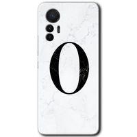 Xiaomi Mi 12 Lite HD Baskılı Kılıf + 9D Tam Ekran Koruyucu - Beyaz Mermer Desenli O Harfi