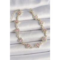 Pirinç Gold Renk Pembe Zirkon Taşlı Kalp Model VIP Seri Kadın Bileklik