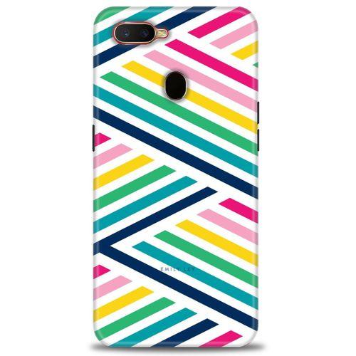Oppo A12 Kılıf HD Baskılı Kılıf - Renkli Çubuklar + Tam Ekran Koruyucu