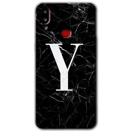 Galaxy A10s Kılıf HD Desen Baskılı Arka Kapak - Siyah Mermer Desenli Y Harfi