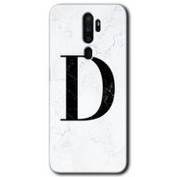 OPPO Oppo A5 2020 Kılıf HD Desen Baskılı Arka Kapak - Beyaz Mermer Desenli D Harfi