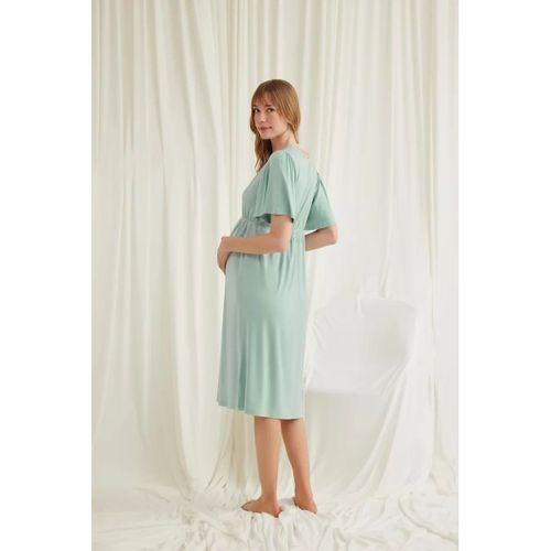 Dantelli Önü Düğmeli Hamile Lohusa Viskon Gecelik