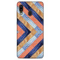 Samsung Galaxy A20 Kılıf Patchwork (3) Kapak Lacivert Turuncu