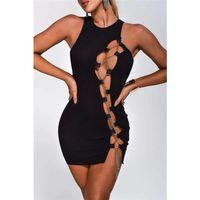 Bayan Zincirli Siyah Mini Elbise