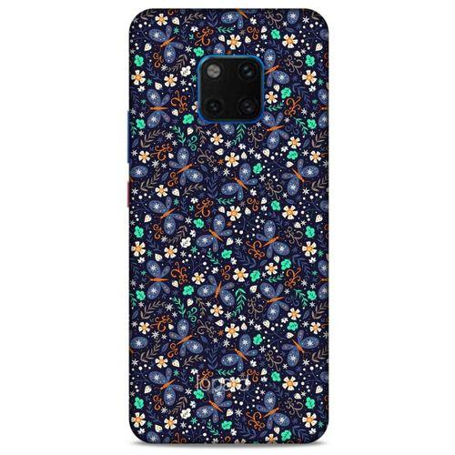 Huawei Mate 20 Pro Kılıf Kelebek Etkisi (8) Baskılı Kılıf Turkuaz Beyaz