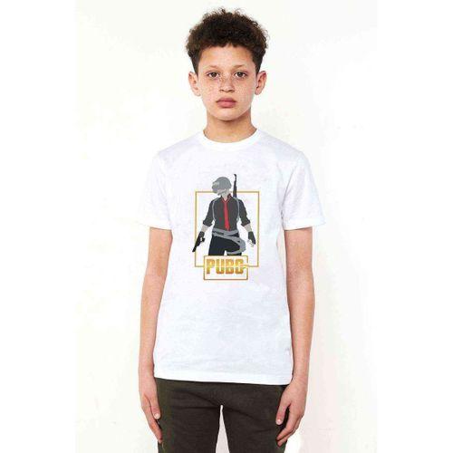 Pubg Man Baskılı Unisex Çocuk Beyaz t-shirt