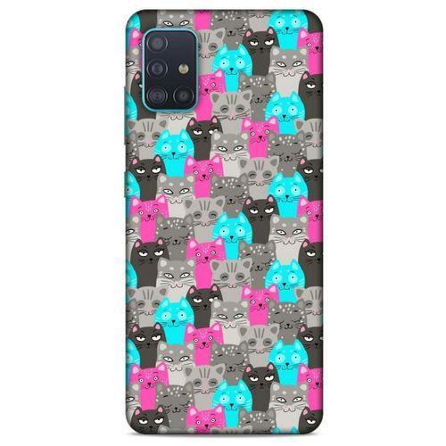 Lopard Samsung Galaxy A51 Uyumlu Kılıf Kediler (7) Telefon Kılıfı Pembe Mavi Gri