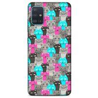 Lopard Samsung Galaxy A51 Uyumlu Kılıf Kediler (7) Telefon Kılıfı Pembe Mavi Gri