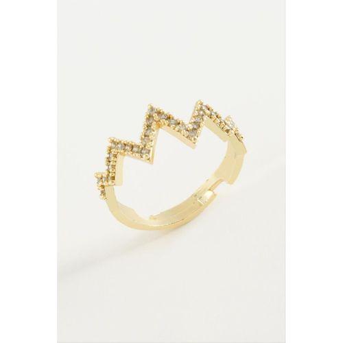 Zikzak Taşlı Metal Yüzük