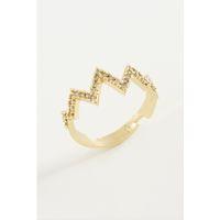 Zikzak Taşlı Metal Yüzük