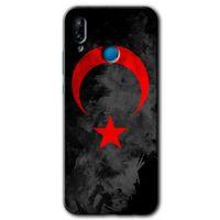 Huawei P20 Lite Kılıf HD Desen Baskılı Arka Kapak - Black Ayyıldız