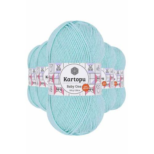 5 Adet Baby One Tüylenmeyen El Örgü İpi Yünü Bebe Mavi K578