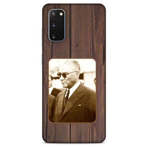 Samsung Galaxy S20 Kılıf Atatürk (28) Arka Kapak Kahve Tahta
