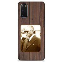 Samsung Galaxy S20 Kılıf Atatürk (28) Arka Kapak Kahve Tahta