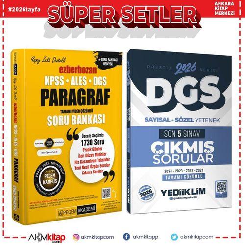 Yediiklim 2026 DGS Son 5 Yıl Çıkmış Sorular ve Pegem Ezberbozan Paragraf Soru Bankası Seti 2 Kitap
