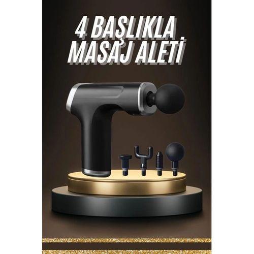 Profesyonel Masaj Tabancası Sporcu Masaj Aleti 4 Başlıklı Şarjlı Titreşimli