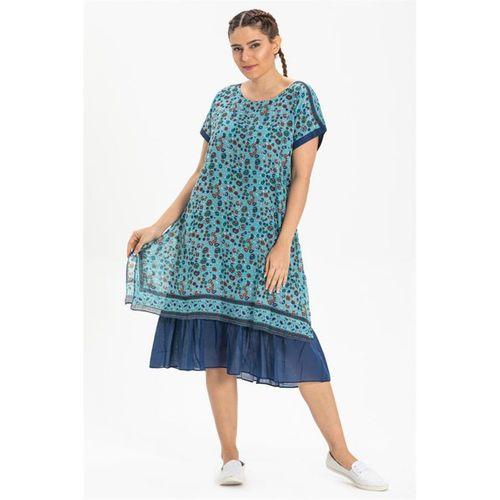 Kısa Kol Vual Defne Midi Boy Yazlık Otantik Elbise Su Yeşili 6100