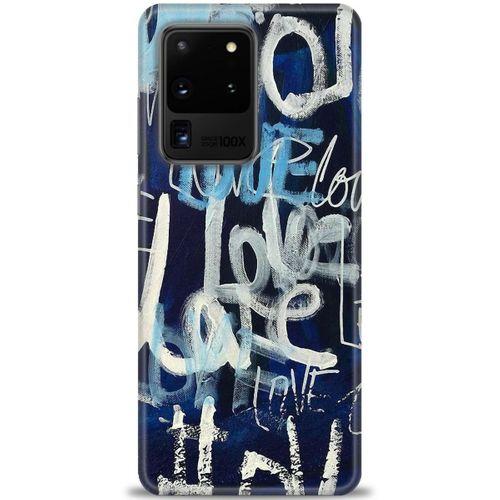Samsung Galaxy S20 Ultra Kılıf HD Baskılı Kılıf - Love Mavi + Tam Ekran Koruyucu