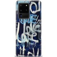 Samsung Galaxy S20 Ultra Kılıf HD Baskılı Kılıf - Love Mavi + Tam Ekran Koruyucu