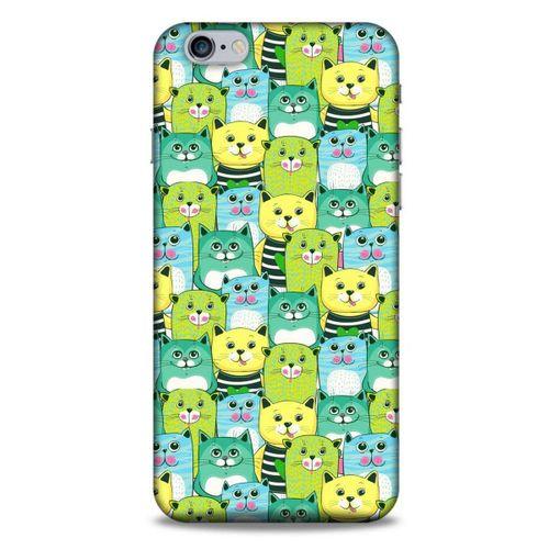 Lopard Apple Iphone 6S Plus Uyumlu Kılıf Kediler (37) Silicone Cover Mavi Sarı