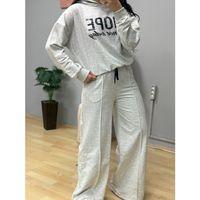 Kadın Uzun Kollu Nope Baskılı Beli Ribanalı Ikili Takım