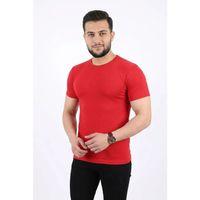 Erkek Basic Tişört Bisiklet Yaka Kısa Kol Günlük Yazlık Slim Fit T-Shirt - Kırmızı