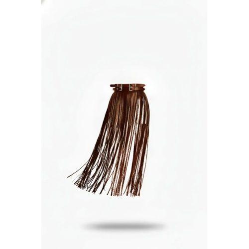 Kahverengi Etek Deri Uzun Şerit Detaylı Etek - Brf1090