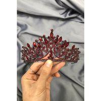 Bordo Kristal Taşlı Antık Sıyah Detaylı Kına Tacı