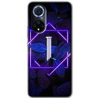Huawei Nova 9 Kılıf HD Desen Baskılı Arka Kapak - Dark Neon Yaprak I Harfi + Kırılmaz Cam