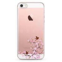 Apple iPhone SE Kılıf Peony Kuşlar Arka Kapak Koruma Desenli Full Koruyucu