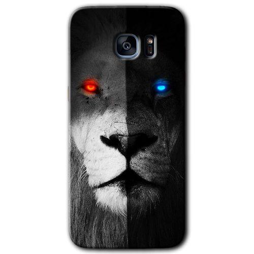 Galaxy S7 Edge Kılıf HD Desen Baskılı Arka Kapak - Fire and Ice Lion