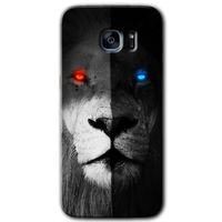 Galaxy S7 Edge Kılıf HD Desen Baskılı Arka Kapak - Fire and Ice Lion