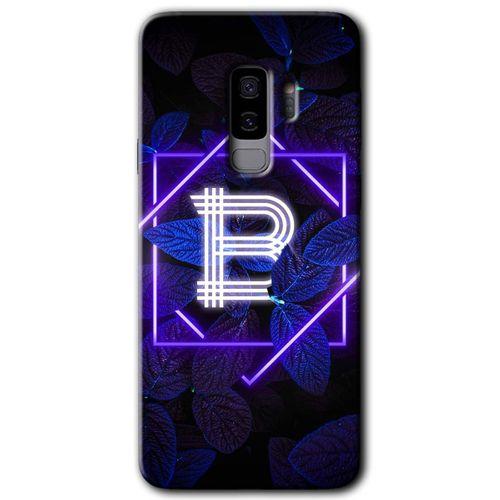 Samsung Galaxy S9 Plus HD Baskılı Kılıf + 9D Tam Ekran Koruyucu - Dark Neon Yaprak B Harfi