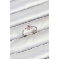 Pirinç Gümüş Renk Pembe Kelebek Kadın Yüzük