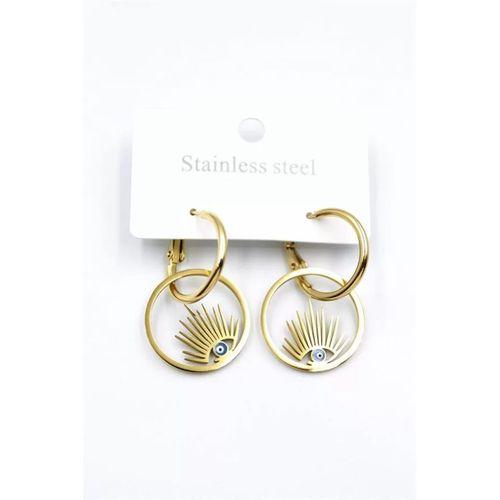 Göz Çelik Halka Küpe - Altın