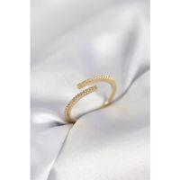 Gold Renk Zirkon Taşlı Yılan Tarz Kadın Yüzük