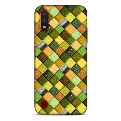 Samsung Galaxy A01 Kılıf Patchwork (49) Ultra Silikon Kılıf Sarı Yeşil