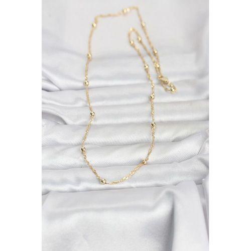CM 14K Gold Renk Burgu ve Top Zincirli Model 60 cm Kadın Kolye