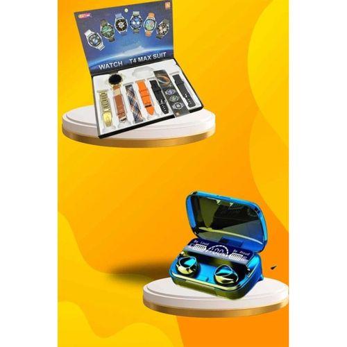 Ucuz Kaliteli Yeni Nesil 7 Kordonlu Akıllı Saat Ve Kablosuz Bluetooth Kulaklık Anc Özelliği