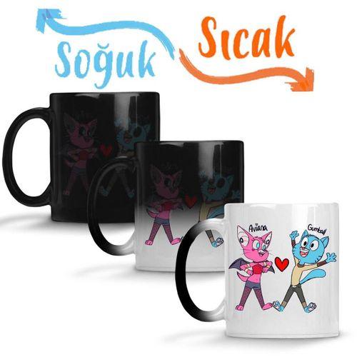 Kedi Cat Mammal Dog, Gumball Waterson Ariana Aşk Sihirli Kupa Bardak Porselen