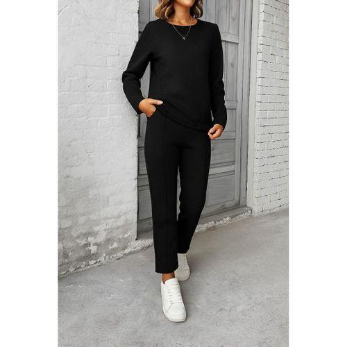 Kadın Uzun Kollu Yanları Nervurlu Viskon Iki Iplik Ve Pantolon Ikili Takım