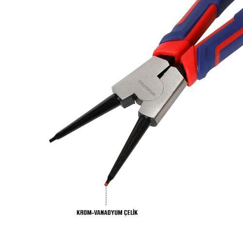 WORKPRO WP231150 180MM Cr-V Düz Yaylı Profesyonel Dış Segman Pensesi